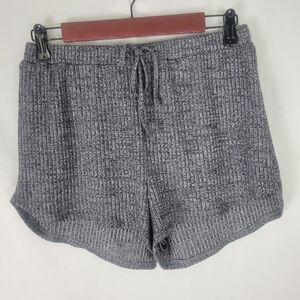 SHEIN Gray Ribbed Knit Drawstring Lounge Shorts